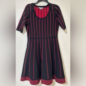 Danny & Nicole Red and Black Striped Dress